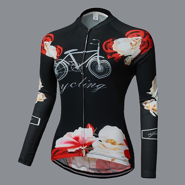  21Grams Mujer Maillot de Ciclismo Manga Larga Invierno Bicicleta Camiseta con 3 bolsillos traseros MTB Bicicleta Montaña Ciclismo Carretera Transpirable Resistente a los UV Secado rápido Bolsillo