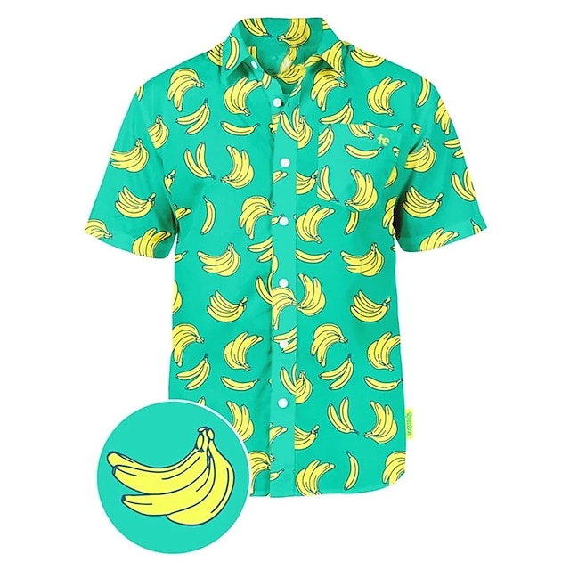  Homens Camisa Social Camisa havaiana camisa de botão Fruta Estampas Abstratas Banana Aberto para a Lateral Branco Rosa Azul Verde Impressão 3D Ao ar livre Rua Manga Curta Imprimir Botão para baixo