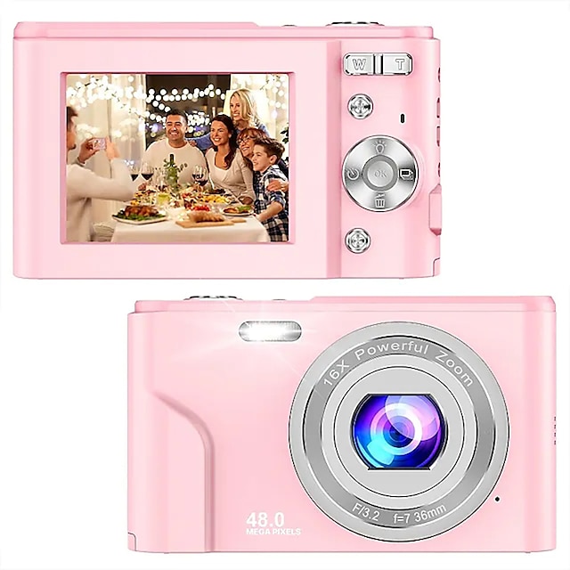  câmera digital 1080p 48 megapixels câmera vlogging com zoom digital 16x mini câmeras compactas portáteis para iniciantes presente de aniversário