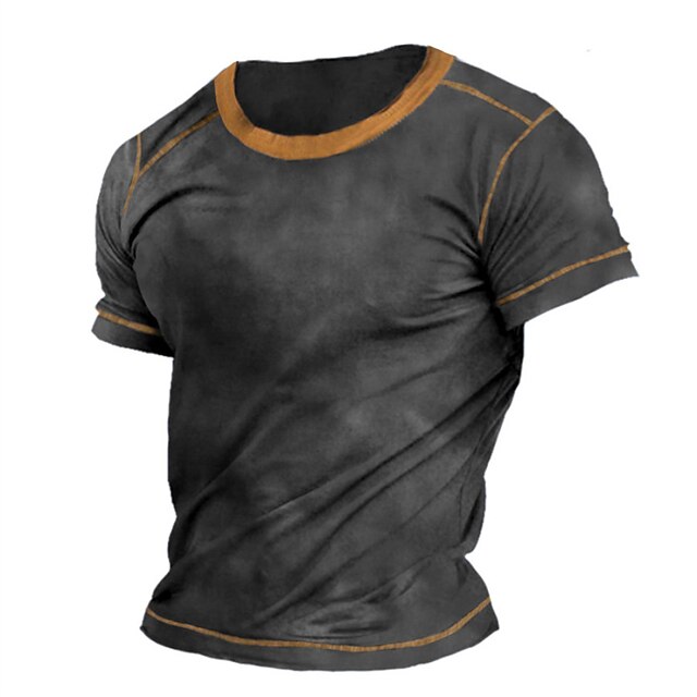 Men's T Shirt Short Sleeves Crew Neck Summer Plain / Solid Designer Basic Modern Contemporary Vacation Street Going out Black Brown Grey Top Tee for Men 6