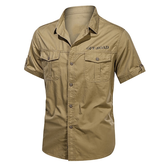 Men's Shirt Work Shirt Button Up Shirt Summer Shirt Cargo Shirt Army ...