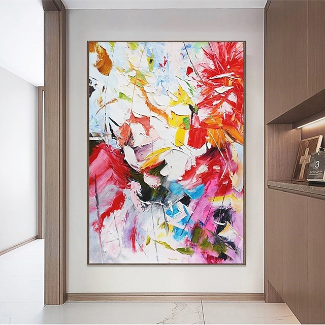 Handmade Hand Painted Oil Painting Wall Modern Abstract Colorful Flower