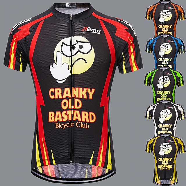 Men's Cycling Jersey Patterned Novelty Funny Short Sleeve Bike Jersey Top with 3 Rear Pockets Mountain Bike MTB Road Bike Cycling UV Resistant Quick Dry Back Pocket Moisture Wicking Sports Green 20