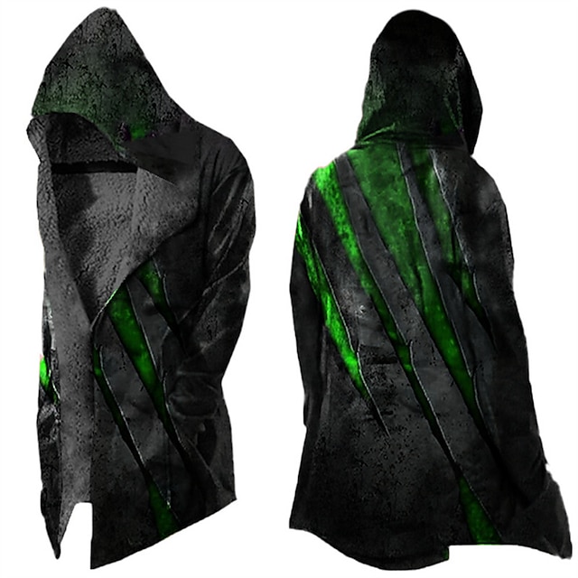  Men's Winter Coat Fleece Jacket Jacket Daily Wear Vacation Fleece Lining With Pockets Print Front Pocket Fall & Winter Footprint / Paw Streetwear Sport Hoodie Regular Blue Green Purple Dark Gray Gray