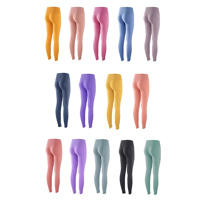  Women's Leggings Butt Lift High Waist Yoga Pants Tiktok Scrunch Tights Tummy Control Quick Dry Nylon Spandex Yoga Fitness Running Gym Workout Activewear Black Yellow Blue Sports High Elasticity