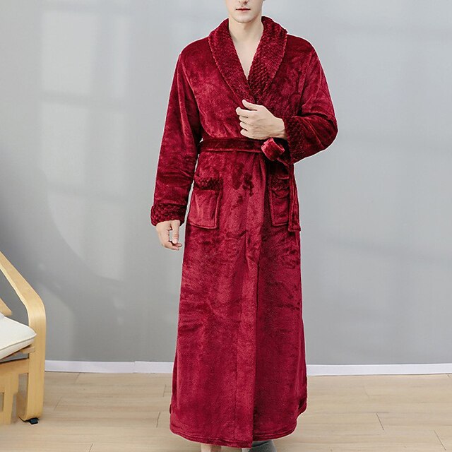 Men's Robe Bathrobe Bath Robe Towel Robe Plain Stylish Casual Classic