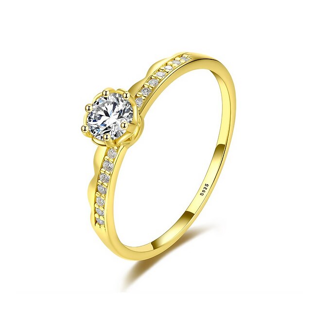 Ring Party Classic Gold S925 Sterling Silver Precious Stylish Simple ...