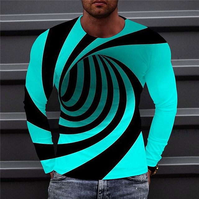 Men's T shirt Tee Optical Illusion Graphic Prints Crew Neck A B C D E ...