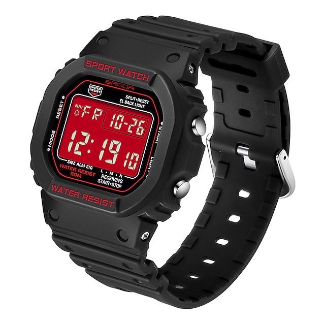  Montre Digitale Style SANDA pour Hommes Marque de Luxe Montre Militaire Montre de Sport pour Hommes Alarme Chronomètre Horloge Montre Masculine