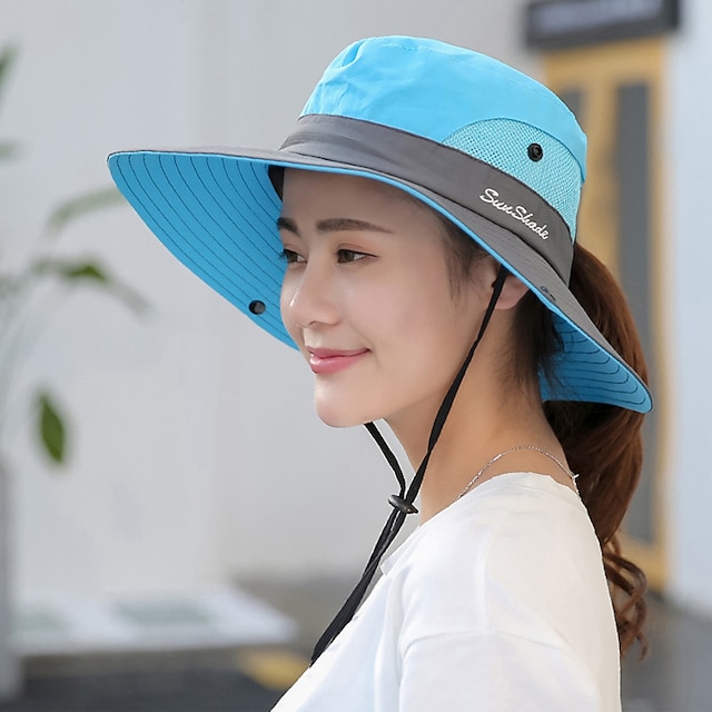 Women's Sun Hats Wide Brim Outdoor UV Protection Foldable Mesh Beach