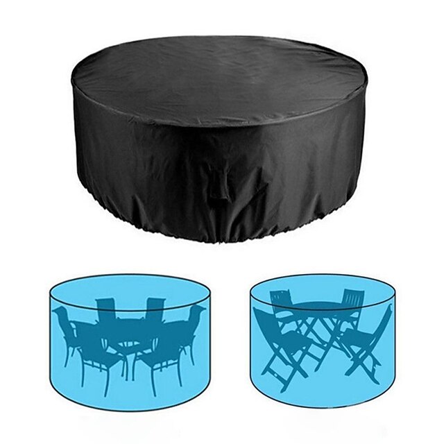  Outdoor Furniture Cover 210d Oxford Cloth Outdoor Round Garden Table And Chair Furniture Cover Protective Cover Garden Furniture Round Table Waterproof And Dustproof Cover
