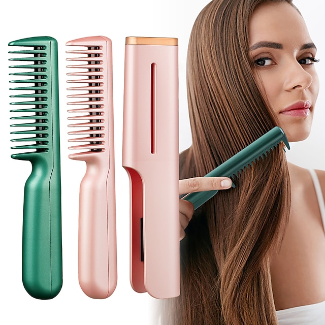  Electric Hair Straightener Brush Comb Mini Hair Curler Fast Heating Men Beard Straightening Iron Hot Combs Wet Dry Styling Tools