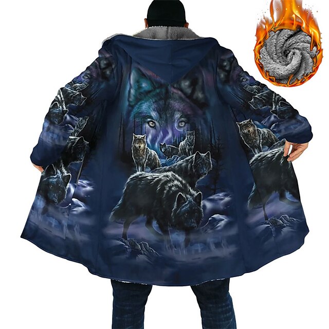 Wolf Mens 3D Shirt For Winter | Blue Fleece | Men'S Coat Sports ...