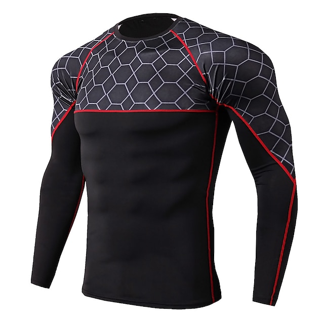 Arsuxeo Men's Compression Shirt Running Shirt StripeTrim Reflective