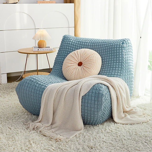 Single Seated Lazy Sofa Cover, Burgundy Armless Floor Sofa Cover, One Piece High Stretch Slipcover, Removable and Machine Washable Cover 46