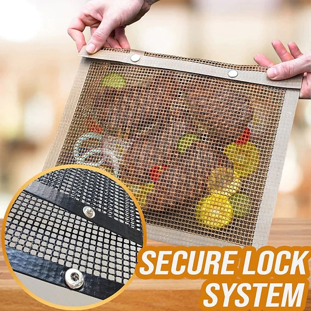 Reusable NonStick Bbq Mesh Grilling Bags,Bbq Barbecue Bag Teflon Mesh