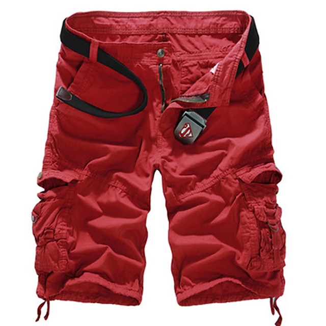 Men's Cargo Shorts Shorts Hiking Shorts Leg Drawstring 6 Pocket Plain ...