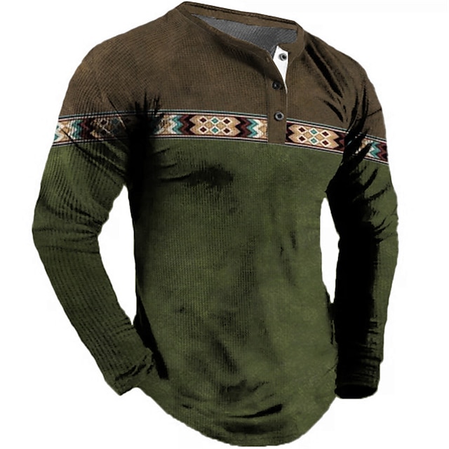 Men's Henley Shirt Tee Graphic Bohemian Henley Clothing Apparel 3D ...