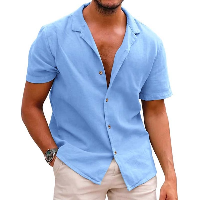  Homens camisa de botão camisa de verão camisa de praia Camisa de acampamento Camisa cubana Preto Branco Rosa Verde Tropa Azul Real Manga Curta Floral Plantas Aberto para a Lateral Ao ar livre Rua