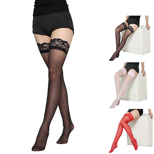 Lace temptation stockings / ultra-thin / trim leg / long tube high thigh stockings / color / transparent / cute / sexy / knee-high female socks 9