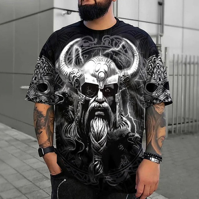 Men's Plus Size T shirt Tee Big and Tall Graphic Crew Neck Print Short ...