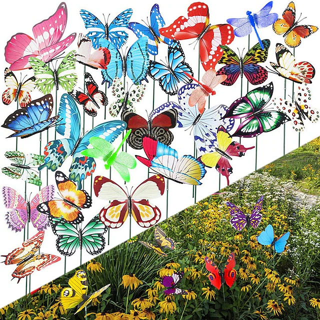 20pcs Metal Wire Butterfly Plant Stakes Garden Decor Butterfly Stakes Outdoor Yard Planter Flower Pot Bed Yard Garden Lawn Decor 11