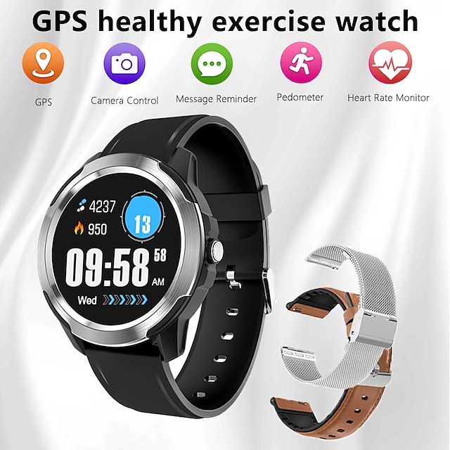  696 FA86 Smart Watch 1.28 inch Smart Band Fitness Bracelet Bluetooth Pedometer Call Reminder Sleep Tracker Compatible with Android iOS Men GPS Hands-Free Calls Message Reminder IP 67 31mm Watch Case