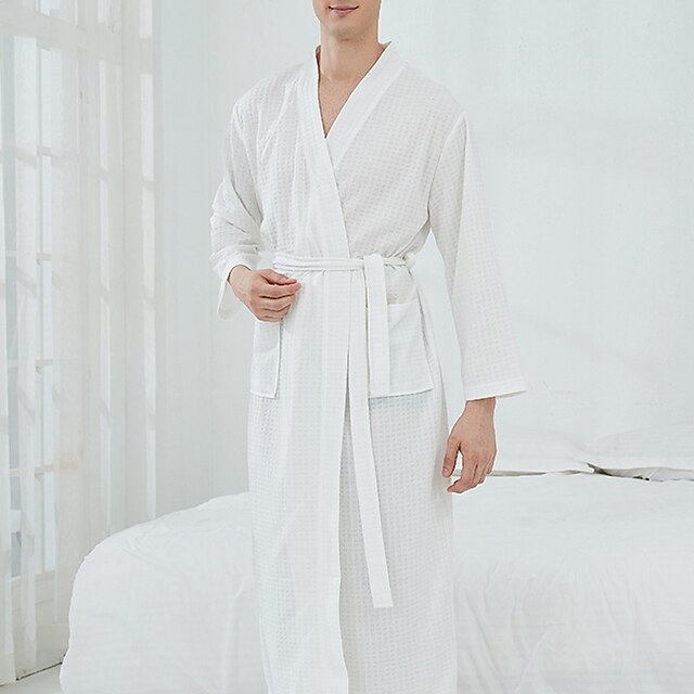 Men's Pajamas Robe Bathrobe Robes Gown Pure Color Stylish Casual