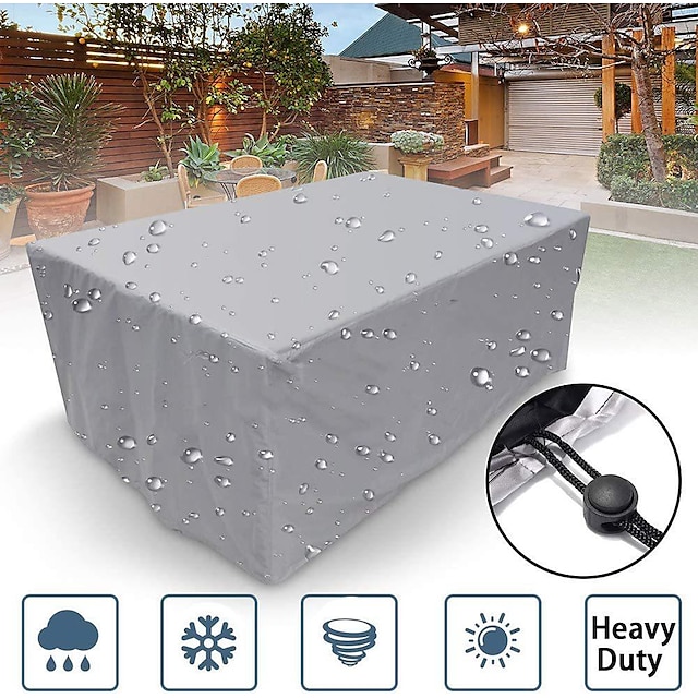  Patio Furniture Cover  210d Oxford Cloth Outdoor Silver Furniture Cover Garden Waterproof Cover Courtyard Table And Chair Combination Dust Cover