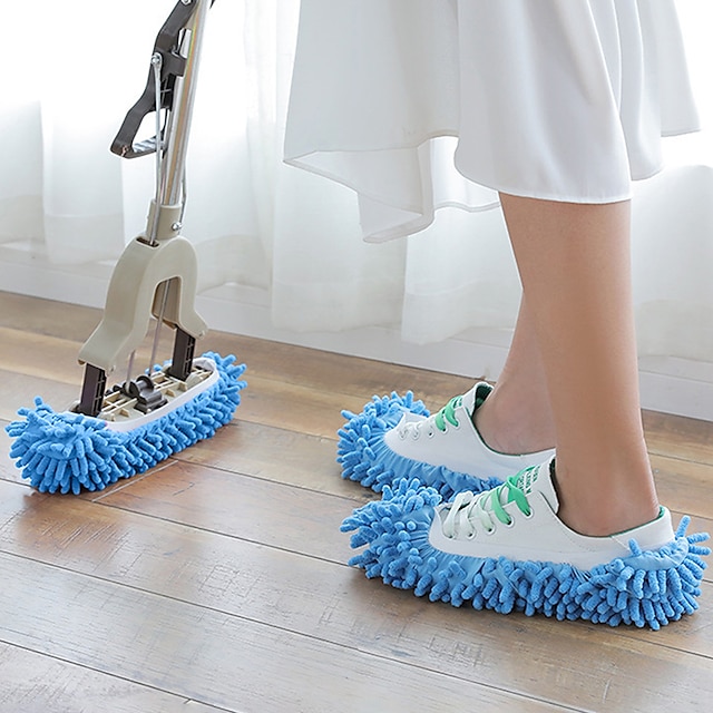  1 pár čistič pastvy pantofle dům koupelna čištění podlahy mop čistič pantofle líné boty potah prachovka z mikrovlákna