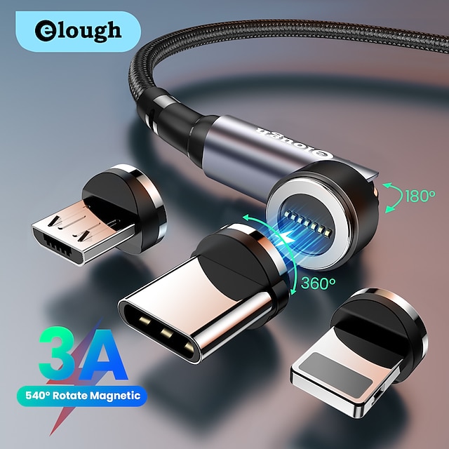  540 magnetisk kabel 3a snabbladdning mikro usb typ c kabel för iphone xiaomi samsung magnet laddare telefon datasladd tråd