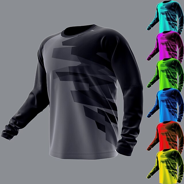 Herr Downhilltröja Långärmad Bergscykling Vägcykling Gul Röd Blå Cykel Tröja UV-resistent Andningsfunktion Snabb tork Polyester sporter Geometrisk Kläder