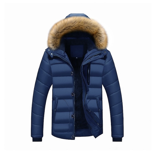 Men's Winter Coat Puffer Jacket Quilted Jacket Parka Fur Trim ...