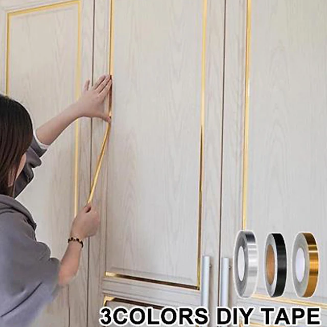 1pc Self-Adhesive Seam Sticker Ceramic Tile Seam Sticker And Hanger,Golden Tape, Home Floor Wallpaper Waterproof Tiles, Tile Gap Tiles Stickers For Floor 9