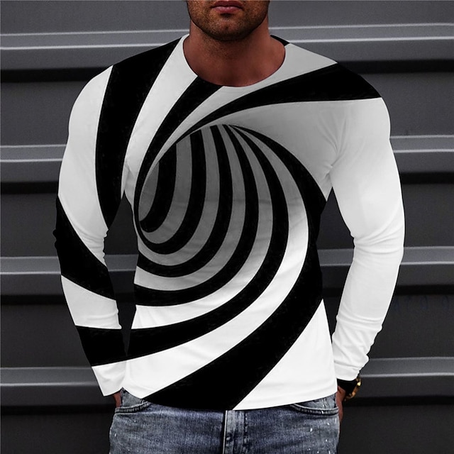 Men's T shirt Tee Optical Illusion Graphic Prints Crew Neck A B C D E ...