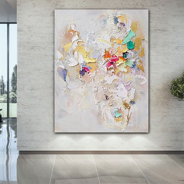 Large Texture Abstract Oil Painting Colorful Painting White Textured ...