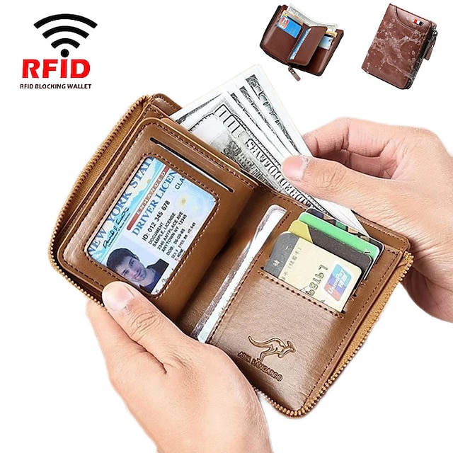  Кошелек-кенгуру мужской кошелек из искусственной кожи с RFID-блокировкой и застежкой-молнией, многофункциональный кошелек для кредитных карт, высокое качество