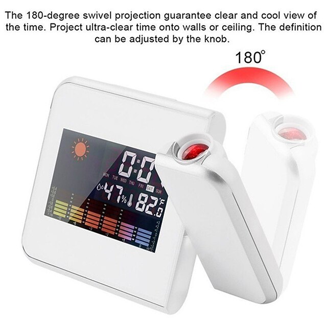 Digital Projection Alarm Clock Weather Station 180 with Temperature