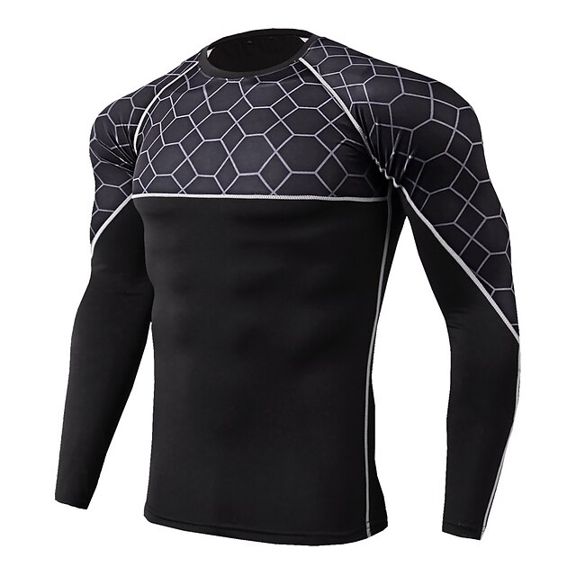 Arsuxeo Men's Compression Shirt Running Shirt StripeTrim Reflective