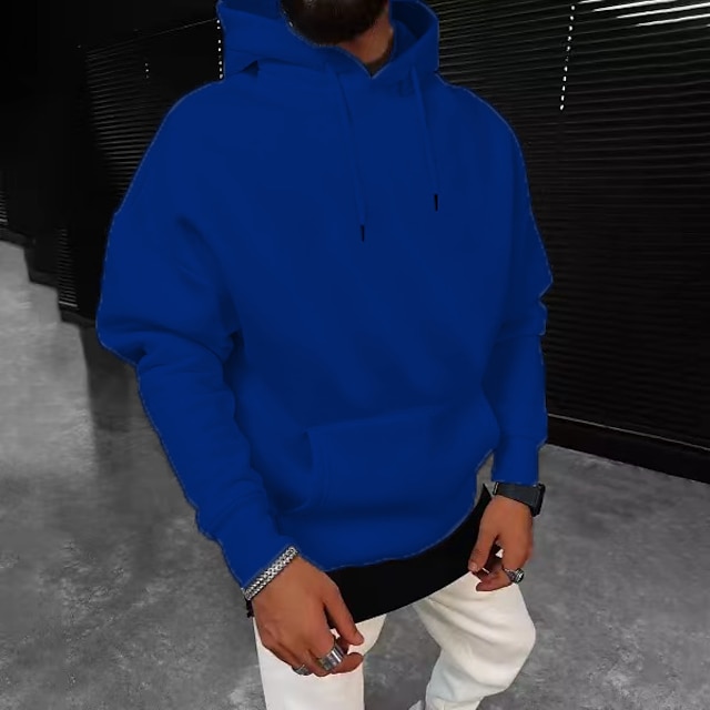  Homens Moletom Moletom com capuz Adamascado Preto Branco Amarelo Vinho Com Capuz Côr Sólida Com Cordão Desportos e Ar livre Casual Streetwear Impressão A Quente Roupa de rua Roupa de Esporte Básico