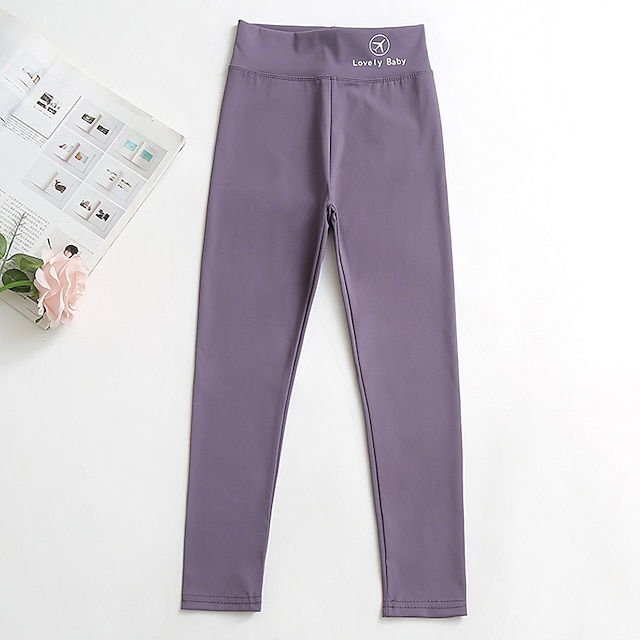  Barn Flickor Fleecefodrade Leggings Ensfärgat Aktiv Utomhus 7-13 år Vinter Svart Vit Rodnande Rosa