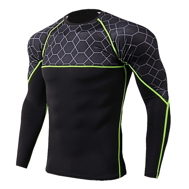 Arsuxeo Men's Compression Shirt Running Shirt StripeTrim Reflective