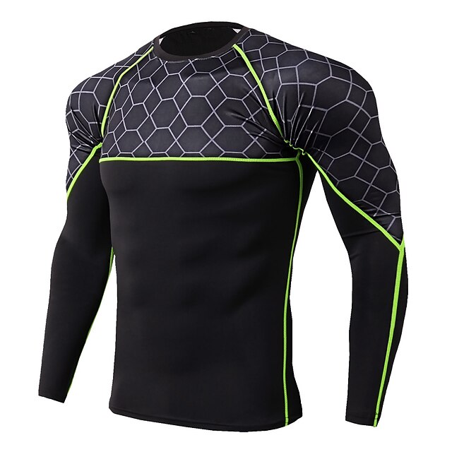 Arsuxeo Men's Compression Shirt Running Shirt Stripe-Trim Reflective ...