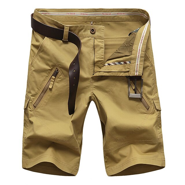Men's Cargo Shorts Shorts Zipper Pocket Multi Pocket Plain Knee Length
