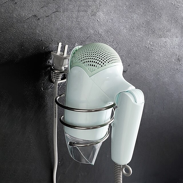 Stainless Steel Hair Dryer Holder Adhesive Blower Organizer Wall