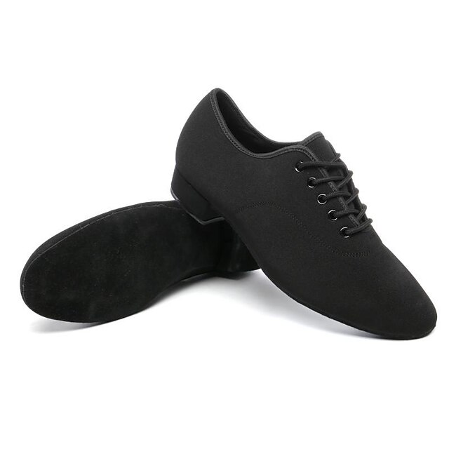 Men's Black Suede Ballroom Dance Shoes – Lace-Up Lightweight Latin Tango Performance Footwear for Professionals and Beginners2
