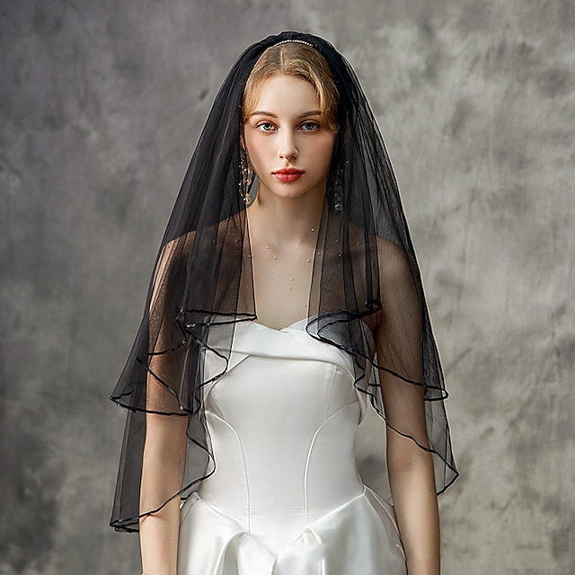  2 strati Moda / Classico Veli da sposa Velo corto (ai gomiti) con Con pettinino a fiore / Colore Puro Tulle