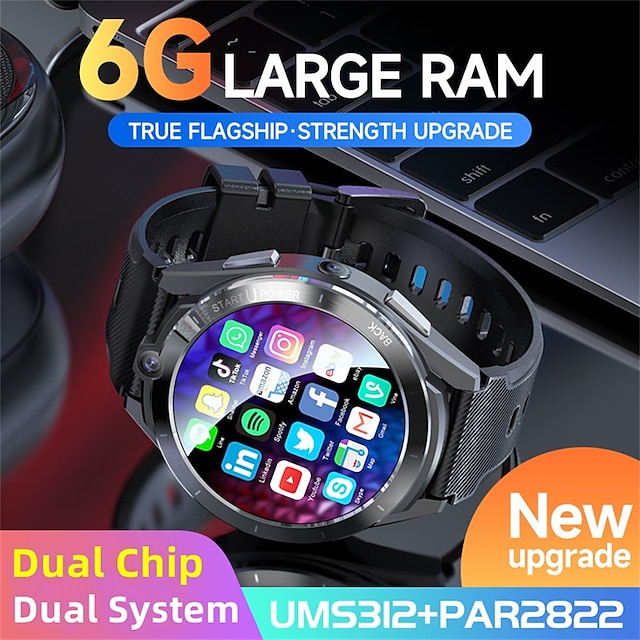  4G Android 11.0 Smart Watch 1.6 Touch Screen GPS Sport Fitness Wristwatch 6GB128GB HD 5MP8MP Dual Camera Video Call Watches Heart Rate Activity Tracker for Men Women