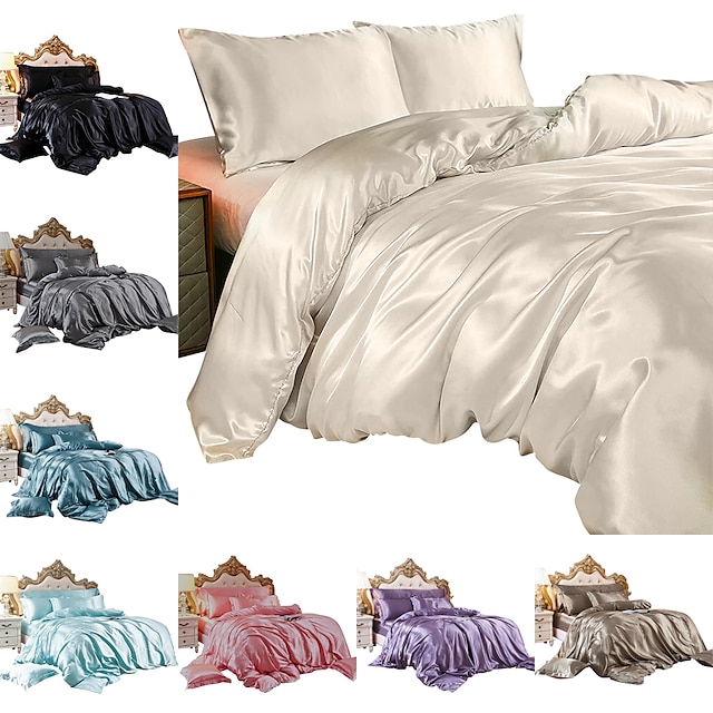  duvet cover set made of imitation silk fabric,luxurious satin bed linen sets,1 Duvet Cover 1 Flat Sheet 1 Or 2 Pillowcase Shamsfor wedding  coverlet