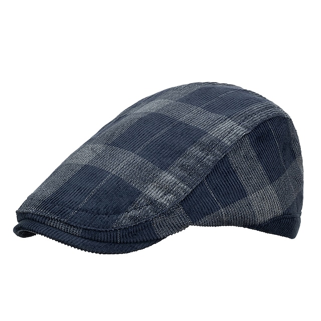  Herren Schiebermütze Tweed-Mütze Schwarz Dunkelmarine Baumwolle 1920er Jahre Mode Traditionell-Klassisch Outdoorbekleidung Casual Plaid / Karomuster